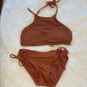 Rust colored crochet bikini
